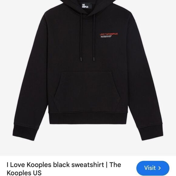 The Kooples Black Sweatshirt with Hood - Picture 1 of 5